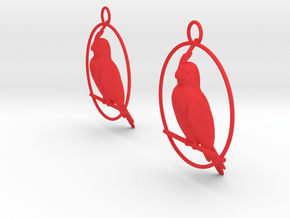 Cockatiel Earrings in Red Smooth Versatile Plastic