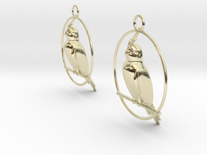 Cockatiel Earrings in 9K Yellow Gold 