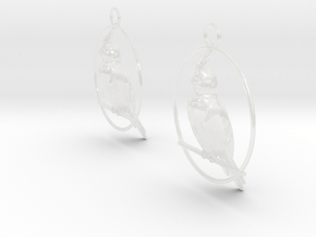 Cockatiel Earrings in Clear Ultra Fine Detail Plastic