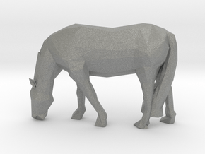 Low Poly Grazing Horse in Gray PA12 Glass Beads