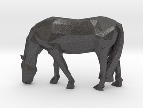 Low Poly Grazing Horse in Dark Gray PA12 Glass Beads