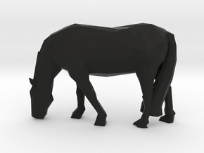 Low Poly Grazing Horse in Black Smooth Versatile Plastic