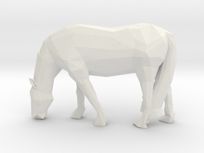 Low Poly Grazing Horse in White Natural TPE (SLS)