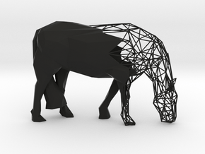 Semiwire Low Poly Grazing Horse in Black Smooth Versatile Plastic