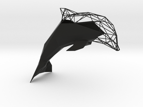 Semiwire Low Poly Dolphin in Black Smooth Versatile Plastic