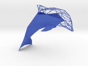 Semiwire Low Poly Dolphin in Blue Smooth Versatile Plastic