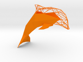 Semiwire Low Poly Dolphin in Orange Smooth Versatile Plastic