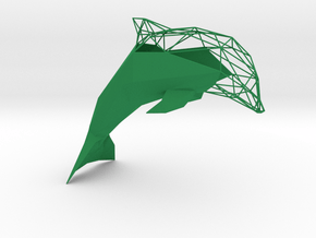 Semiwire Low Poly Dolphin in Green Smooth Versatile Plastic