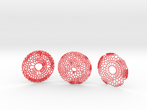 3 Organic Coasters in Red Smooth Versatile Plastic