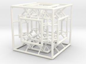 Menger Mixed Cube in White Smooth Versatile Plastic