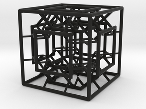 Menger Mixed Cube in Black Smooth Versatile Plastic