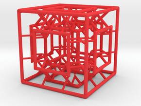 Menger Mixed Cube in Red Smooth Versatile Plastic