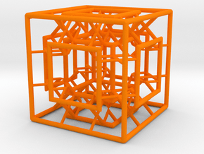Menger Mixed Cube in Orange Smooth Versatile Plastic