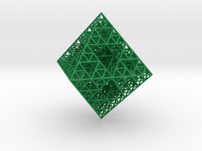 Wire Sierpinski Octahedron in Green Smooth Versatile Plastic
