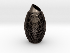 Maze Vase in Polished Bronzed-Silver Steel