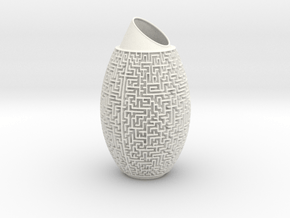 Maze Vase in White Smooth Versatile Plastic