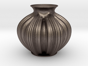 Vase 233232 in Polished Bronzed-Silver Steel