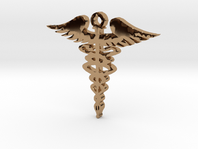 Caduceus pendant in Polished Brass