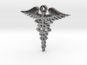 Caduceus pendant in Polished Silver