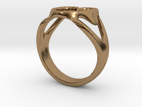 3-Heart Ring in Natural Brass