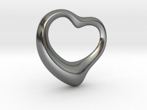 Pendant Open Heart 1 in Polished Silver