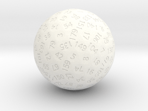 d180 Antipodal Sphere Dice in White Processed Versatile Plastic
