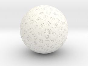 d190 Antipodal Sphere Dice in White Processed Versatile Plastic
