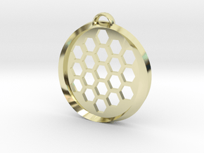 Beehive Möbius Pendant in 14k Gold Plated Brass
