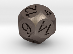 D14 Sphere Dice in Polished Bronzed Silver Steel