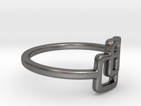 2 squared Ring in Processed Stainless Steel 316L (BJT): 12 / 66.5