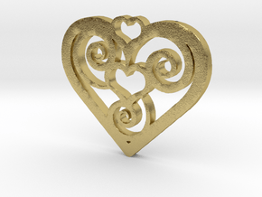 Heart Trinity Pendant in Natural Brass
