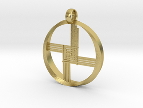 Saint Brigid Cross Pendant 21mm  in Natural Brass