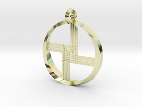 Saint Brigid Cross Pendant 21mm  in 14k Gold Plated Brass