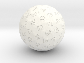 d107 Sphere Dice in White Processed Versatile Plastic