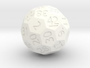 Polyhedral d42 (Dodecahedral) in White Processed Versatile Plastic