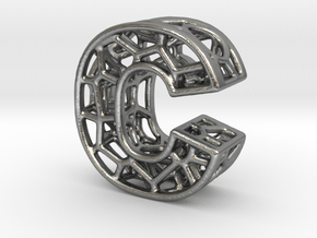 Bionic Necklace Pendant Design - Letter C in Natural Silver