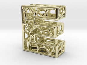 E_1Bionic Necklace Pendant Design - Letter E in 14k Gold Plated Brass