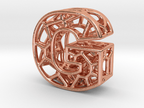 Bionic Necklace Pendant Design - Letter G in Natural Copper