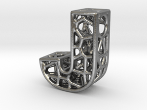 Bionic Necklace Pendant Design - Letter J in Natural Silver