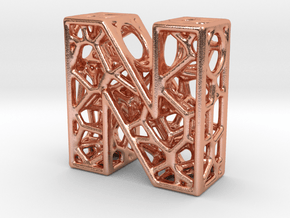 Bionic Necklace Pendant Design - Letter N in Natural Copper