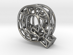 Bionic Necklace Pendant Design - Letter Q in Natural Silver