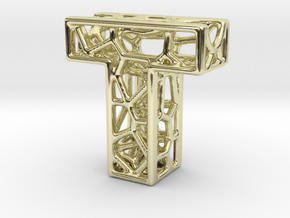 Bionic Necklace Pendant Design - Letter T in 14K Yellow Gold