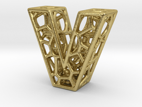 Bionic Necklace Pendant Design - Letter V in Natural Brass