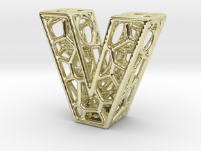 Bionic Necklace Pendant Design - Letter V in 14k Gold Plated Brass
