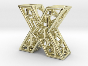 Bionic Necklace Pendant Design - Letter X in 14K Yellow Gold