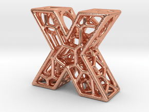 Bionic Necklace Pendant Design - Letter X in Natural Copper
