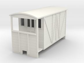 OO9 Brake van (long) with paneled door  in White Natural Versatile Plastic