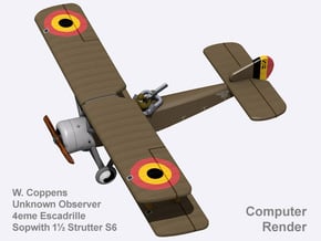 Willy Coppens Sopwith 1½ Strutter (full color) in Natural Full Color Nylon 12 (MJF)