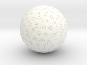 d188 Antipodal Sphere Dice in White Processed Versatile Plastic
