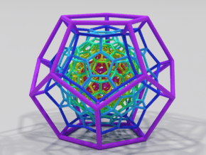 120 Cell (transformed Schlegel diagram, colored) in Natural Full Color Nylon 12 (MJF): Medium